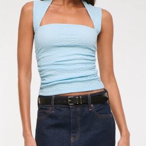 NWOT: Ava Bubble Top: Light Blue Sleeveless Women's Top